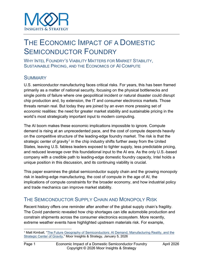 Economic Impact of a Domestic Semiconductor Foundry