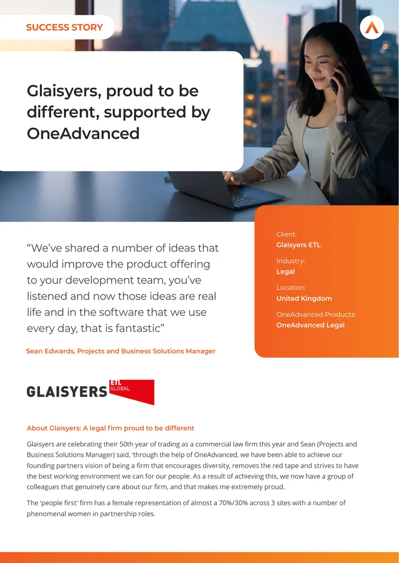 Glaisyers ETL Partnership with OneAdvanced