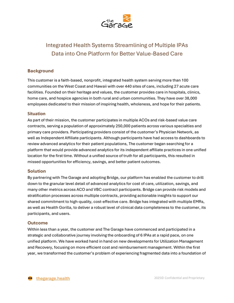 Integrated Health Systems Streamlining for Value-Based Care