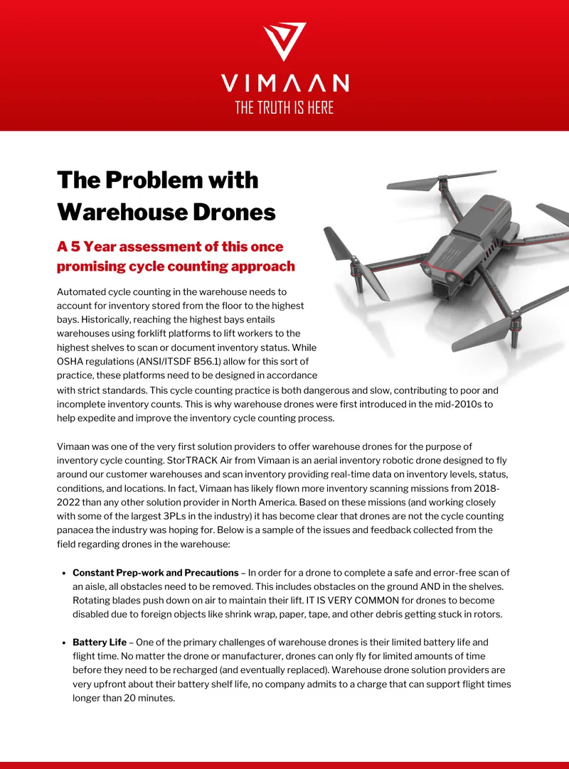 Challenges and Limitations of Warehouse Drones