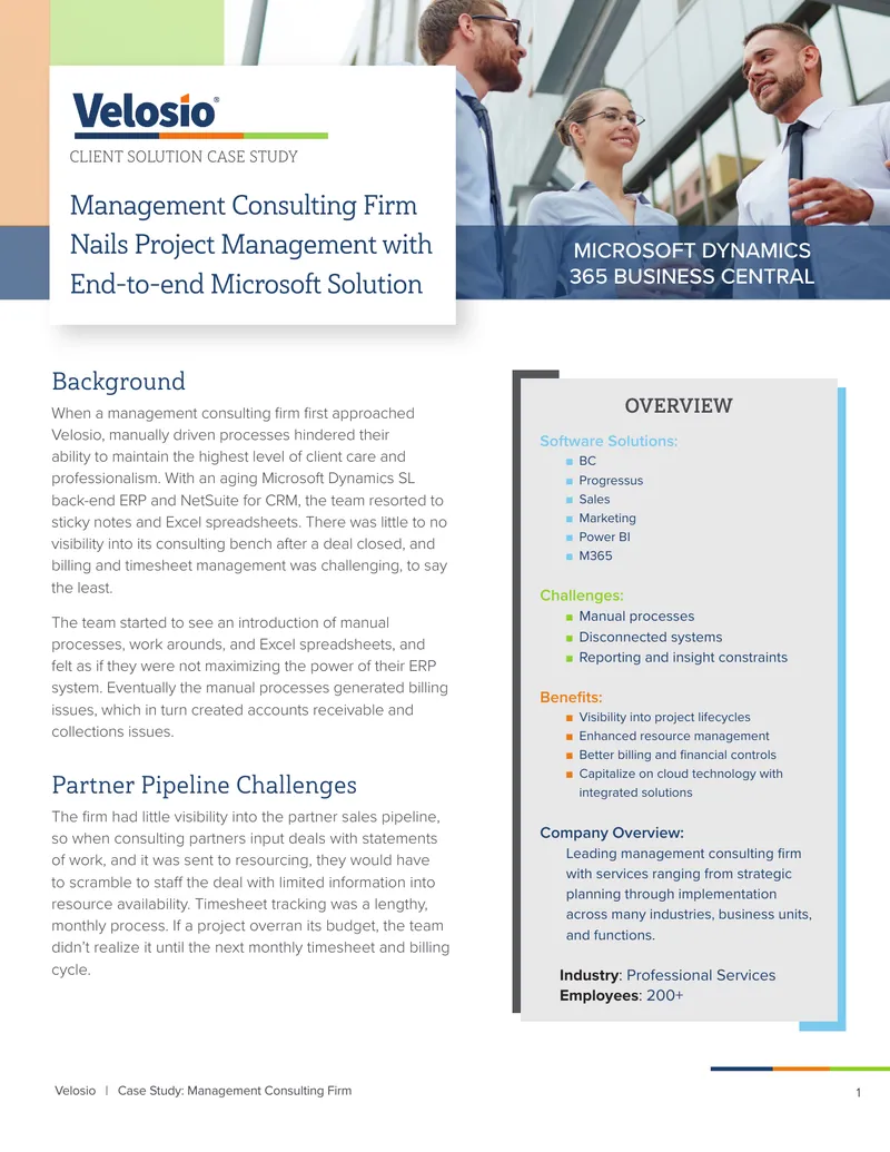 Management Consulting Firm Project Management Case Study
