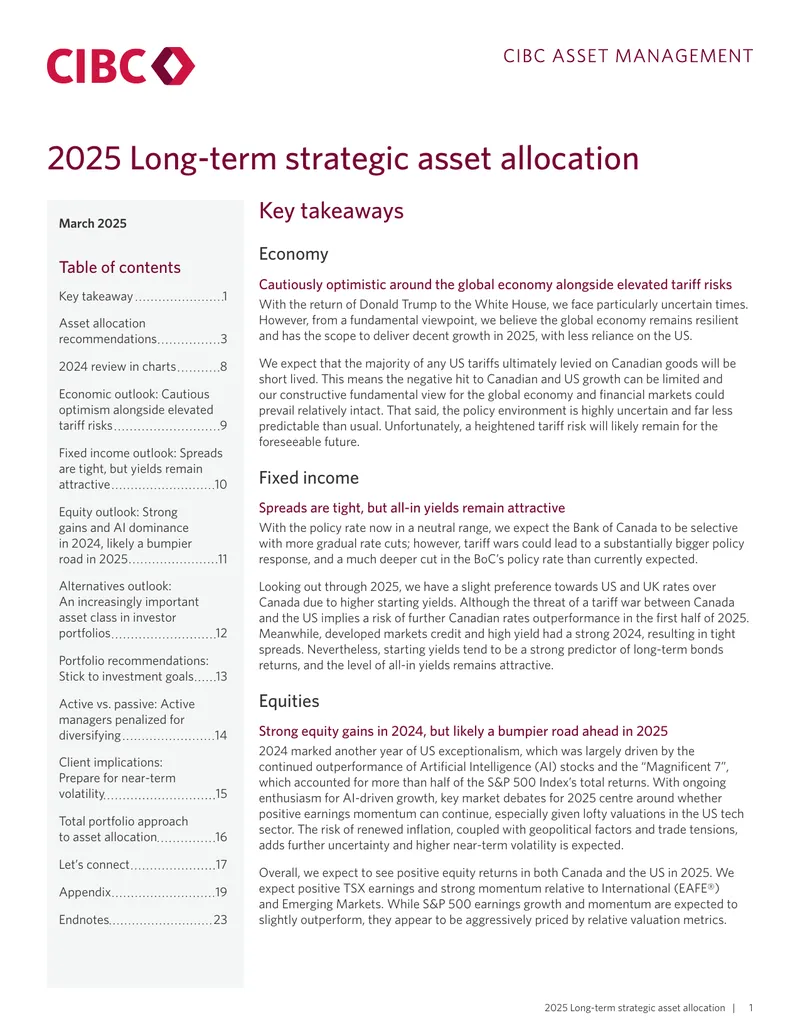 2025 Long-term Strategic Asset Allocation Overview