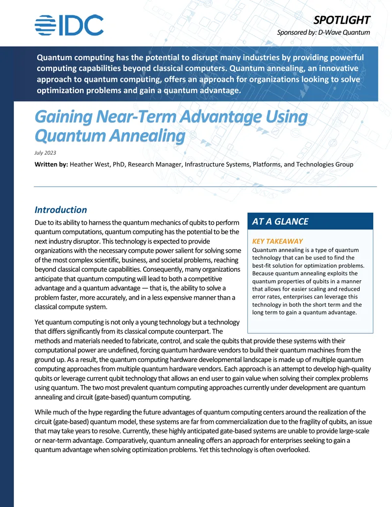Gaining Near-Term Advantage Using Quantum Annealing