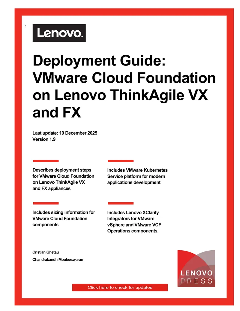 Deployment Guide for VMware Cloud Foundation on Lenovo ThinkAgile