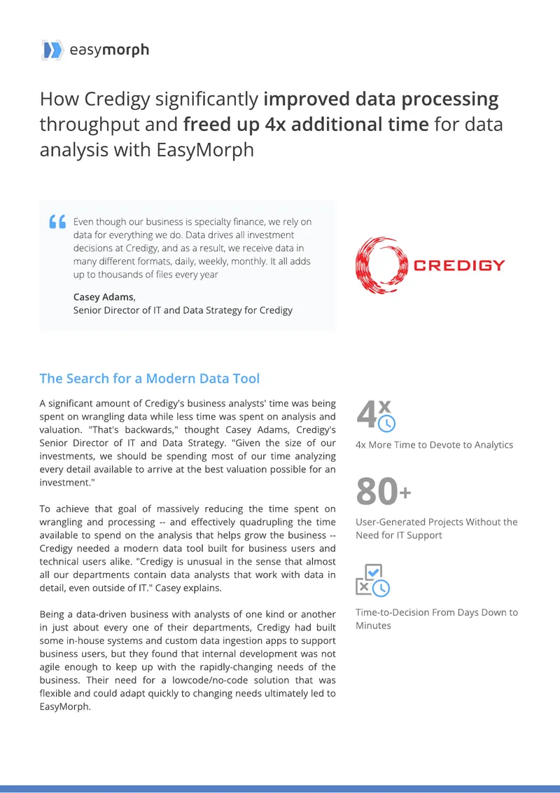 Credigy's Data Processing Improvement with EasyMorph