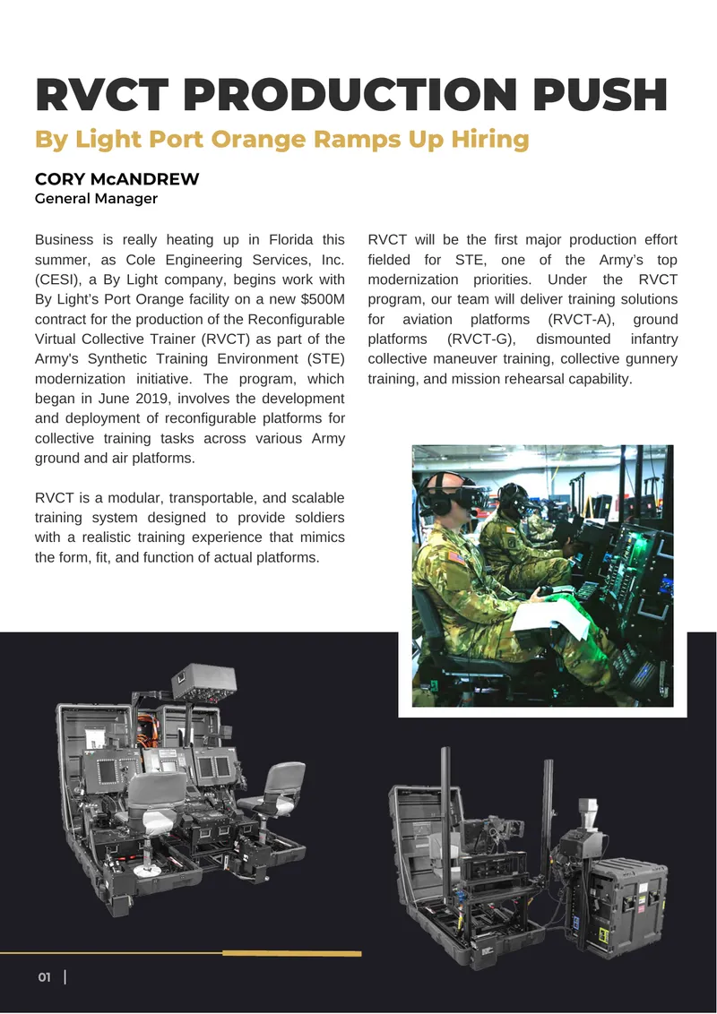 Reconfigurable Virtual Collective Trainer Production Overview
