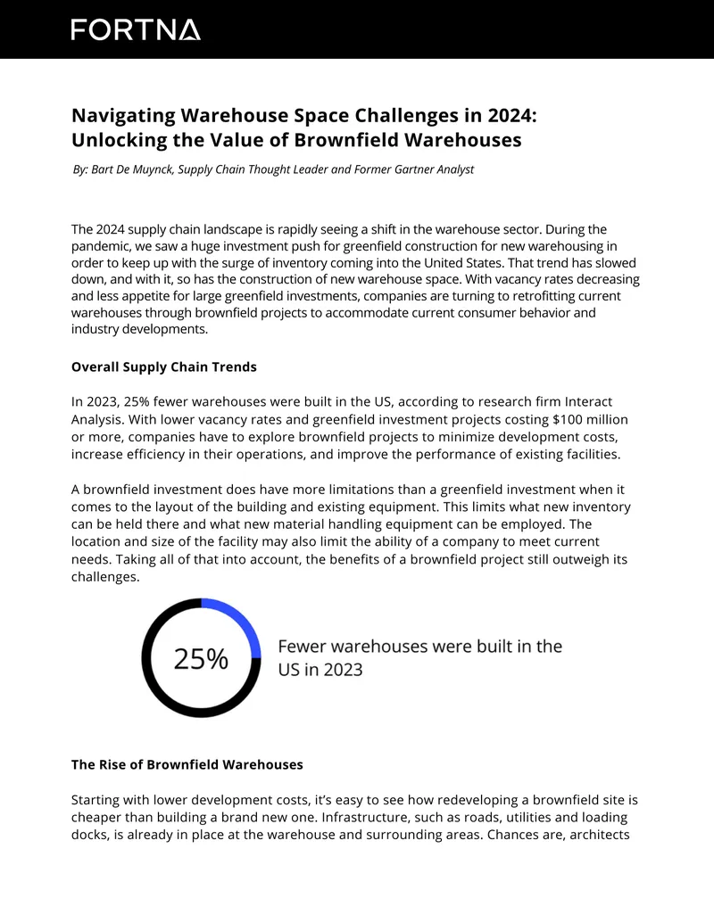 Navigating Warehouse Space Challenges with Brownfield Projects