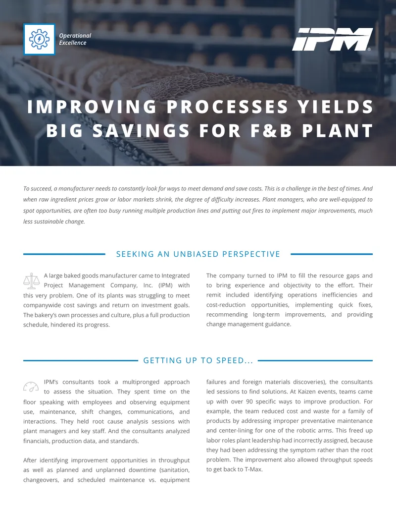 Operational Excellence in Food and Beverage Manufacturing
