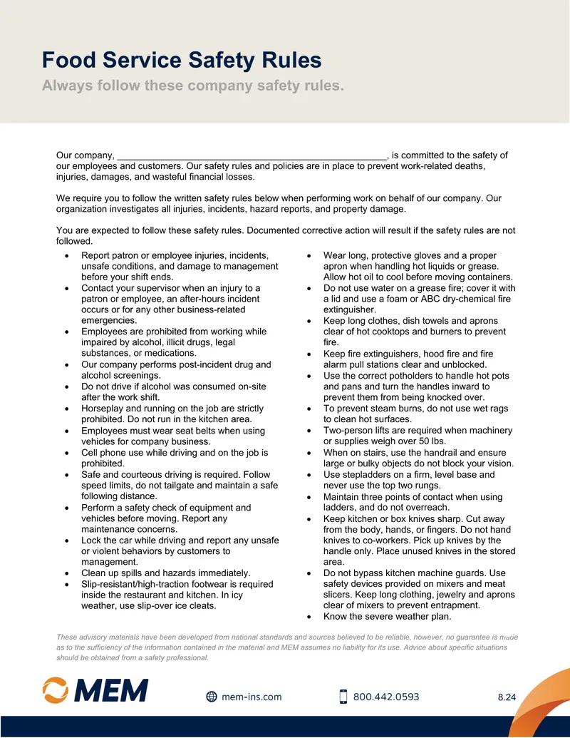 Food Service Safety Rules Compliance Guide