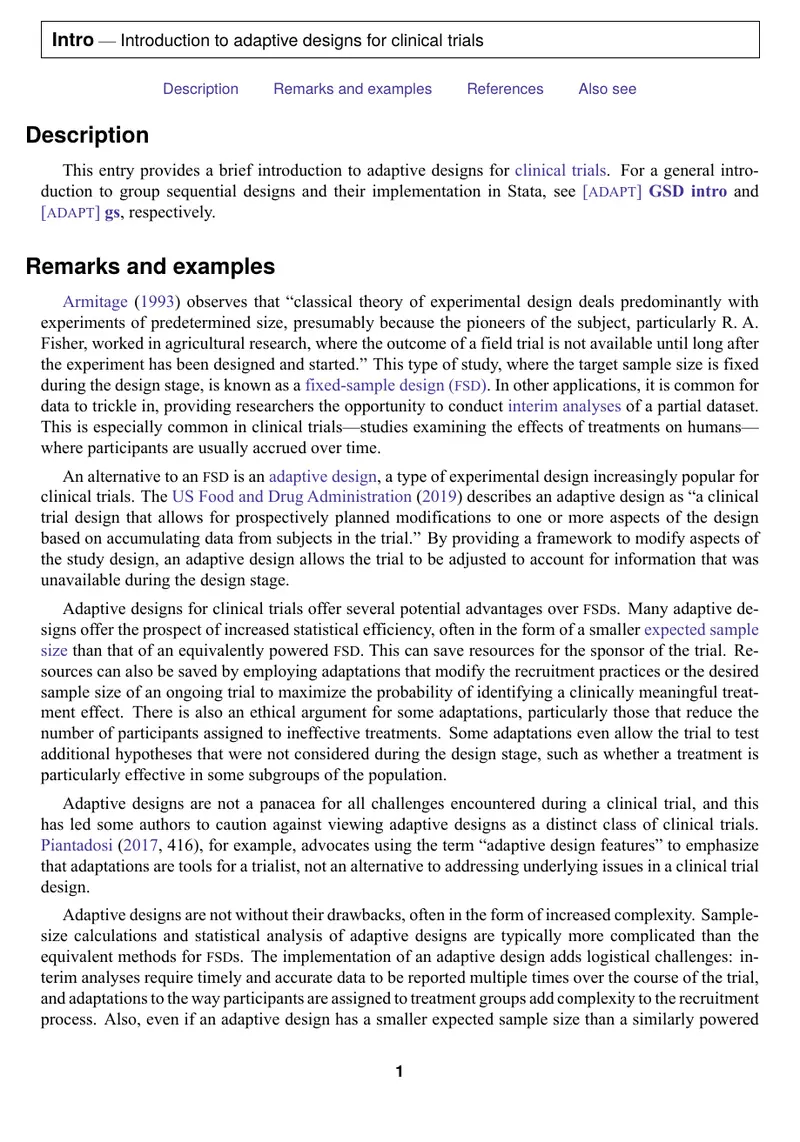 Introduction to Adaptive Designs for Clinical Trials