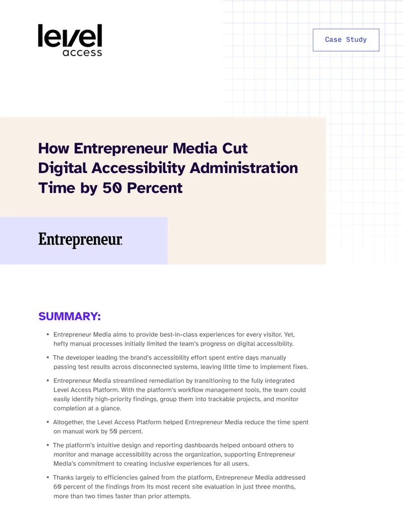 Entrepreneur Media Accessibility Management Case Study