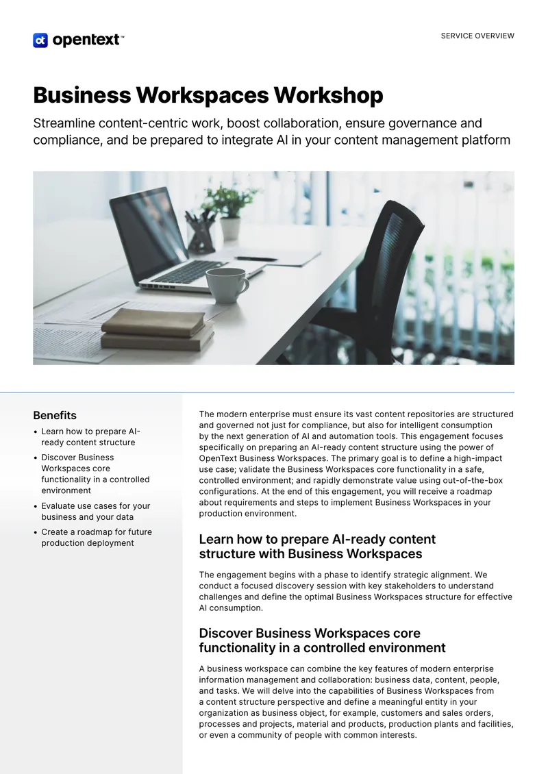 Business Workspaces Workshop Engagement Overview