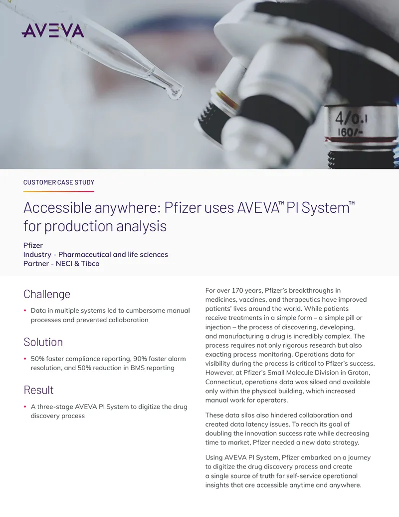 Pfizer's Implementation of AVEVA PI System for Drug Discovery