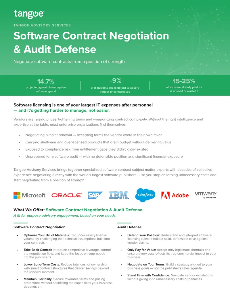 Software Contract Negotiation and Audit Defense Services
