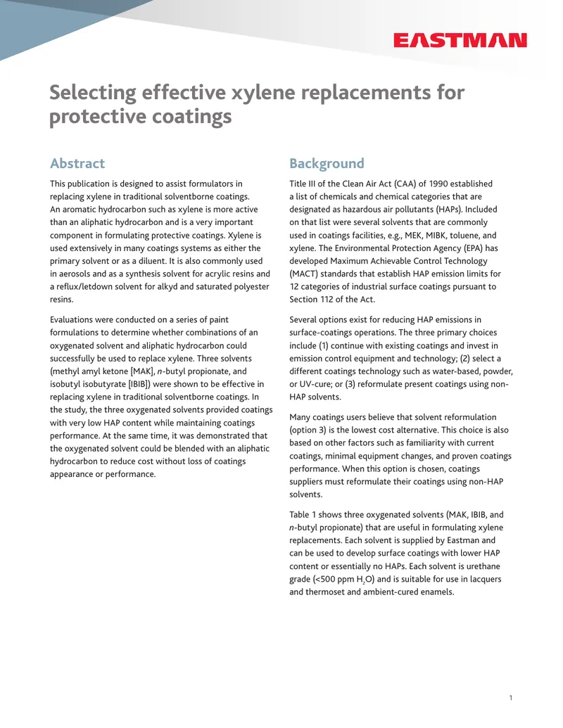 Selecting Effective Xylene Replacements for Protective Coatings