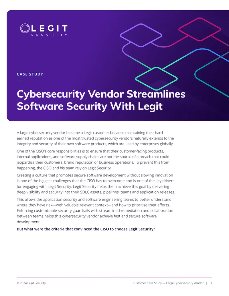 Customer Case Study on Cybersecurity Vendor's Software Security
