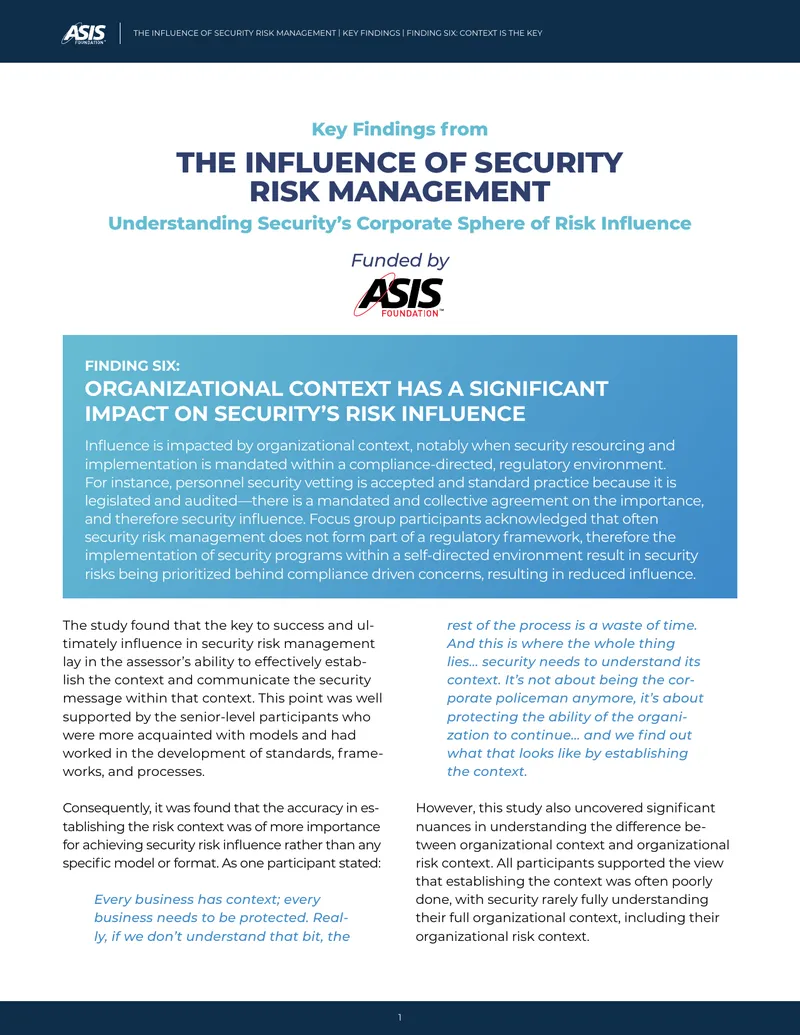 Influence of Security Risk Management Findings