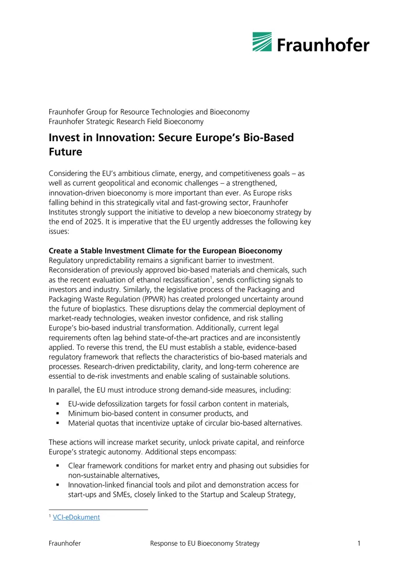 Response to EU Bioeconomy Strategy