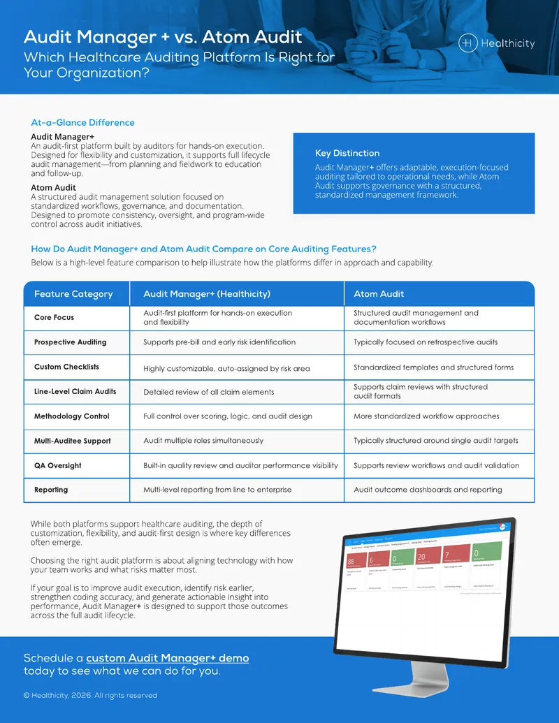 Comparison of Audit Manager+ and Atom Audit Platforms