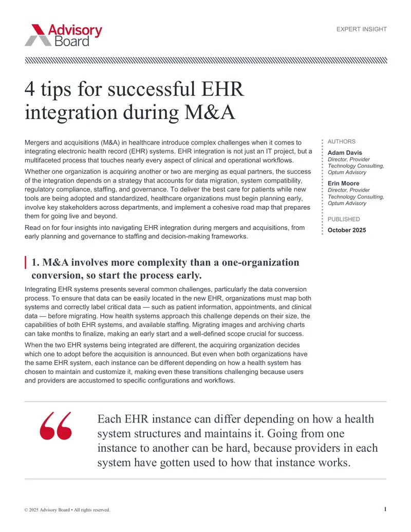 EHR Integration Strategies During Mergers and Acquisitions