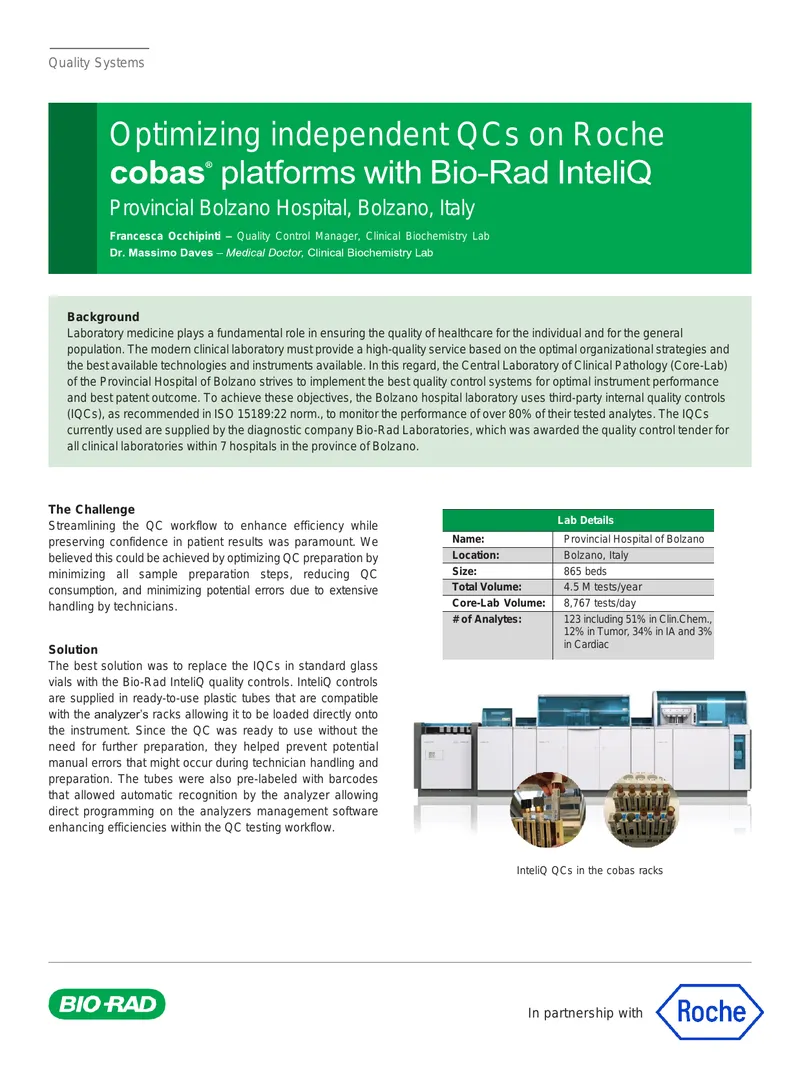 Optimization of Quality Control Workflow in Laboratories