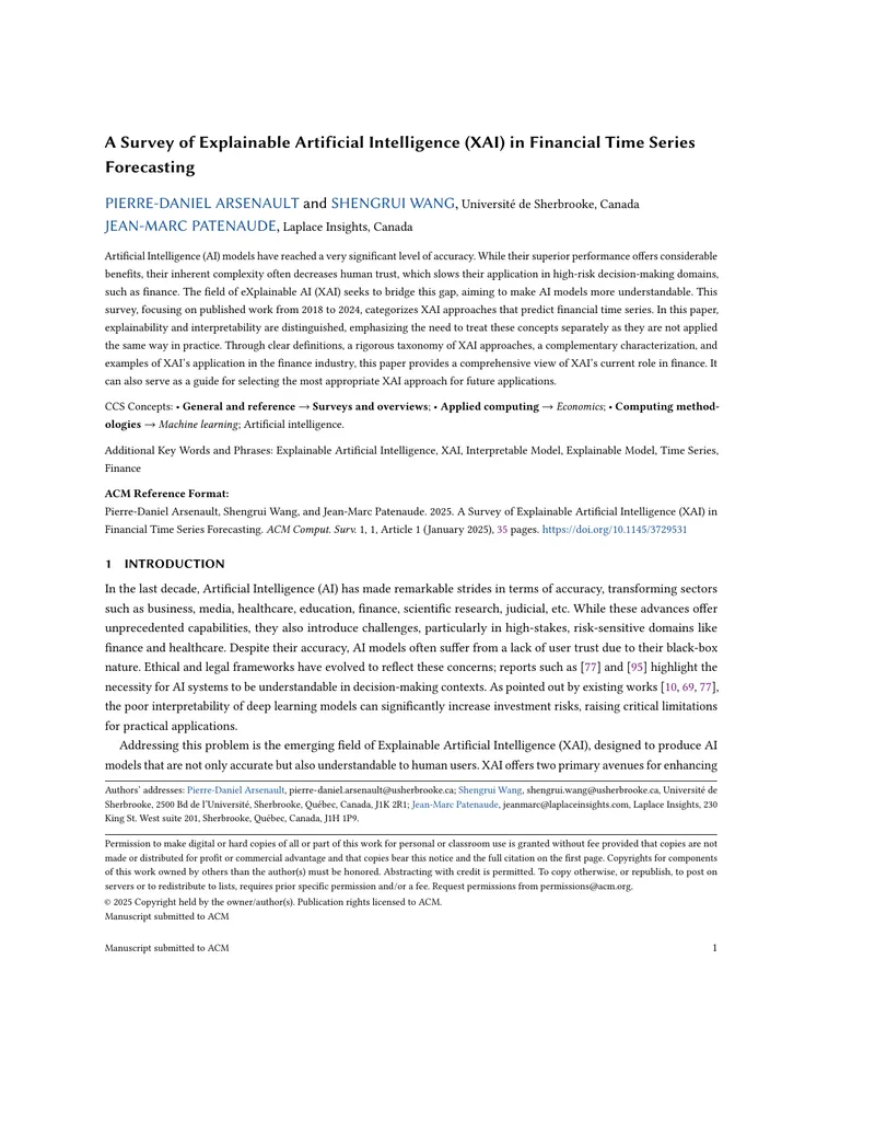 Survey of Explainable Artificial Intelligence in Financial Forecasting