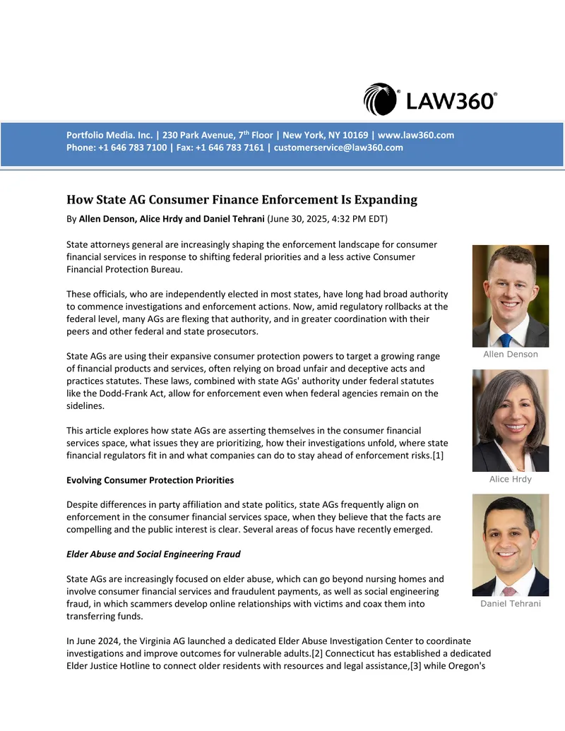 State AG Consumer Finance Enforcement Trends