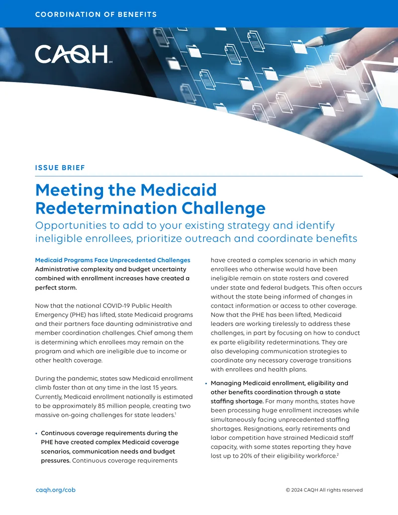 Medicaid Programs Coordination of Benefits Challenges