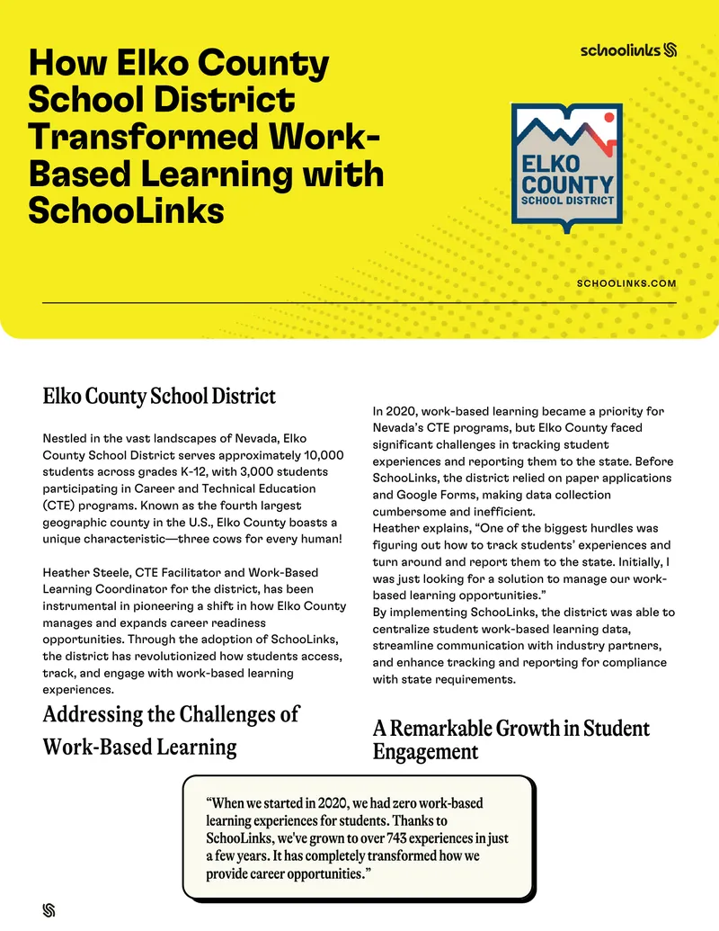 Elko County School District Work-Based Learning Transformation