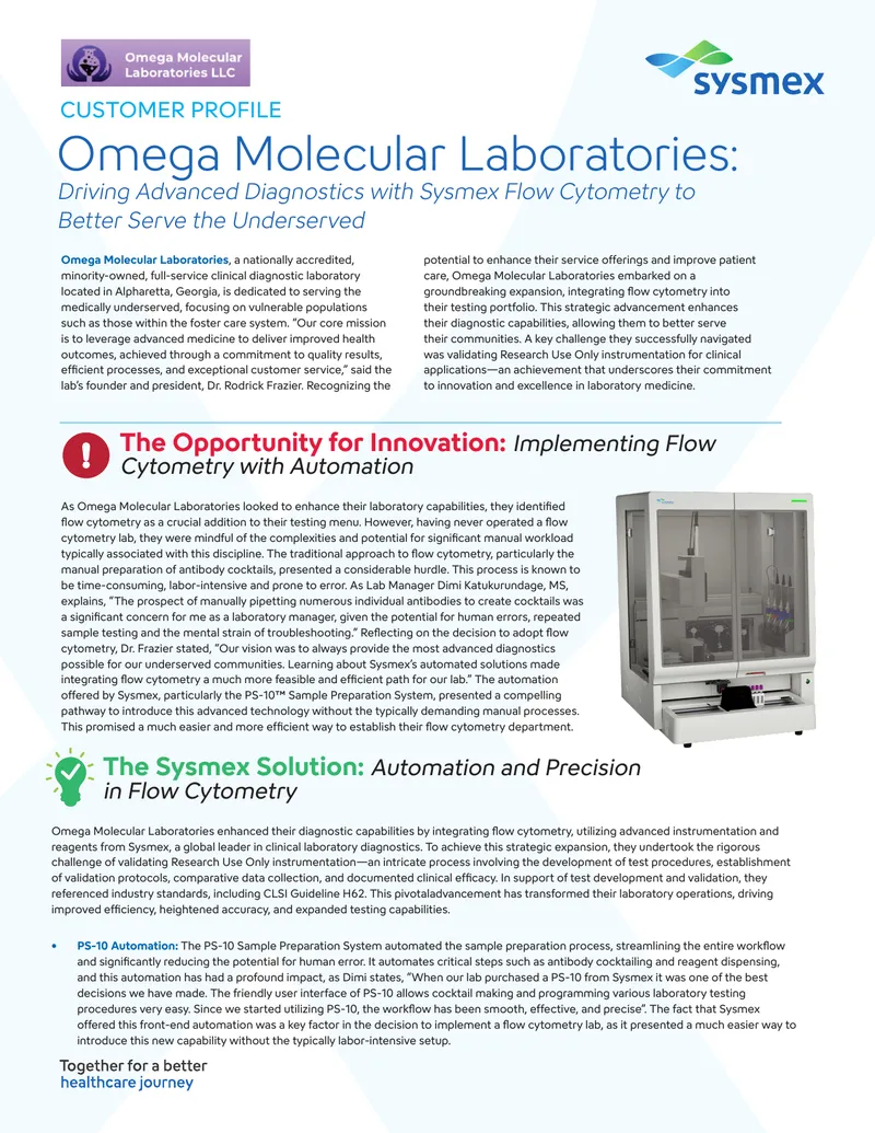 Omega Molecular Laboratories Flow Cytometry Implementation
