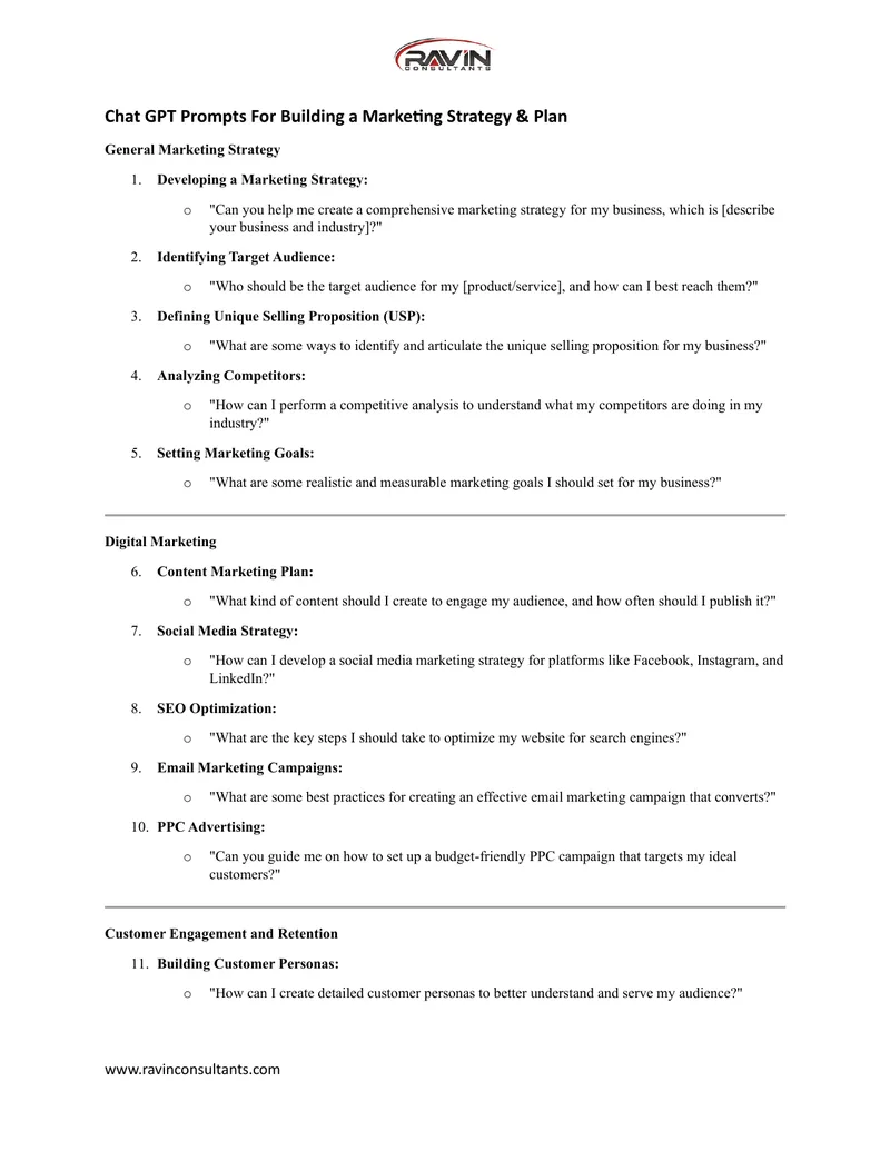 Chat GPT Prompts for Building a Marketing Strategy