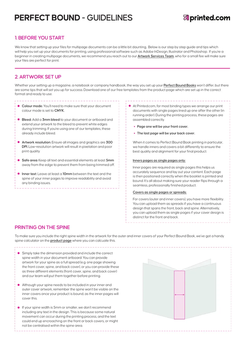 Perfect Bound Document Setup Guidelines