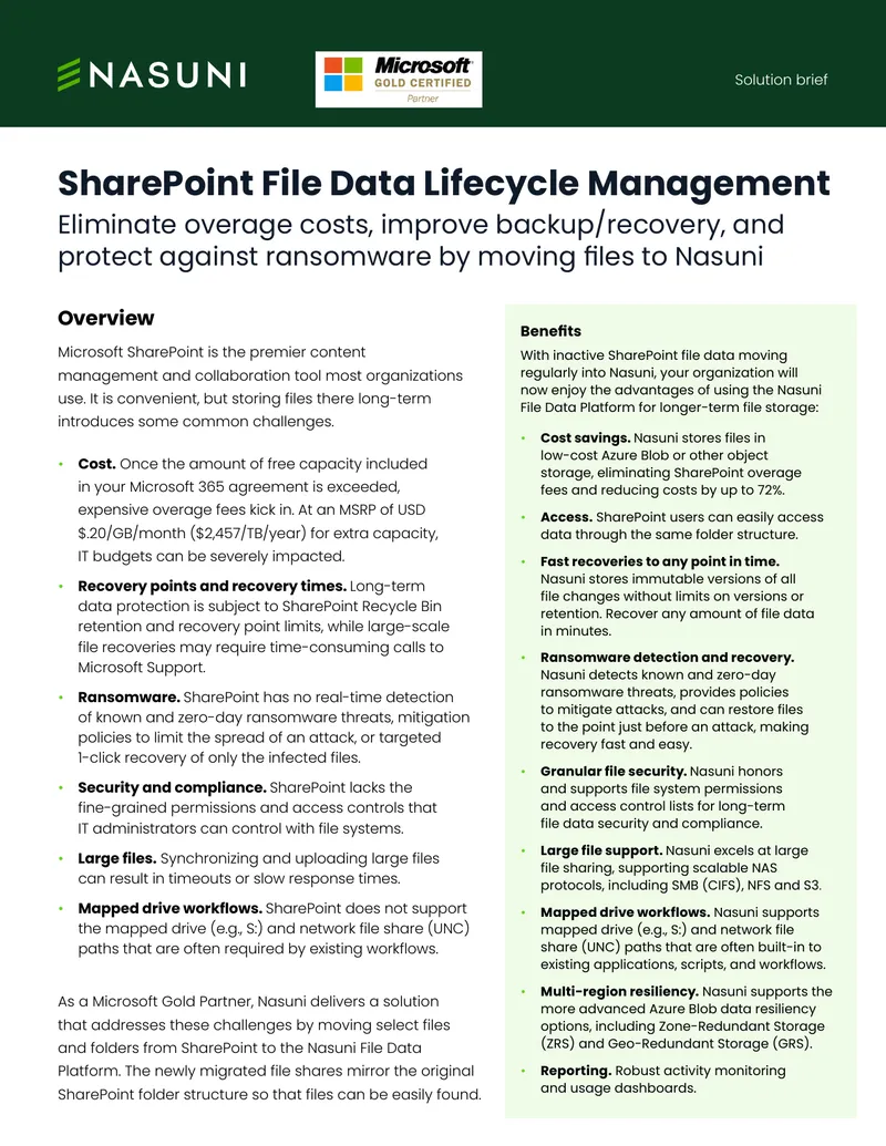 SharePoint File Data Lifecycle Management Solution Brief