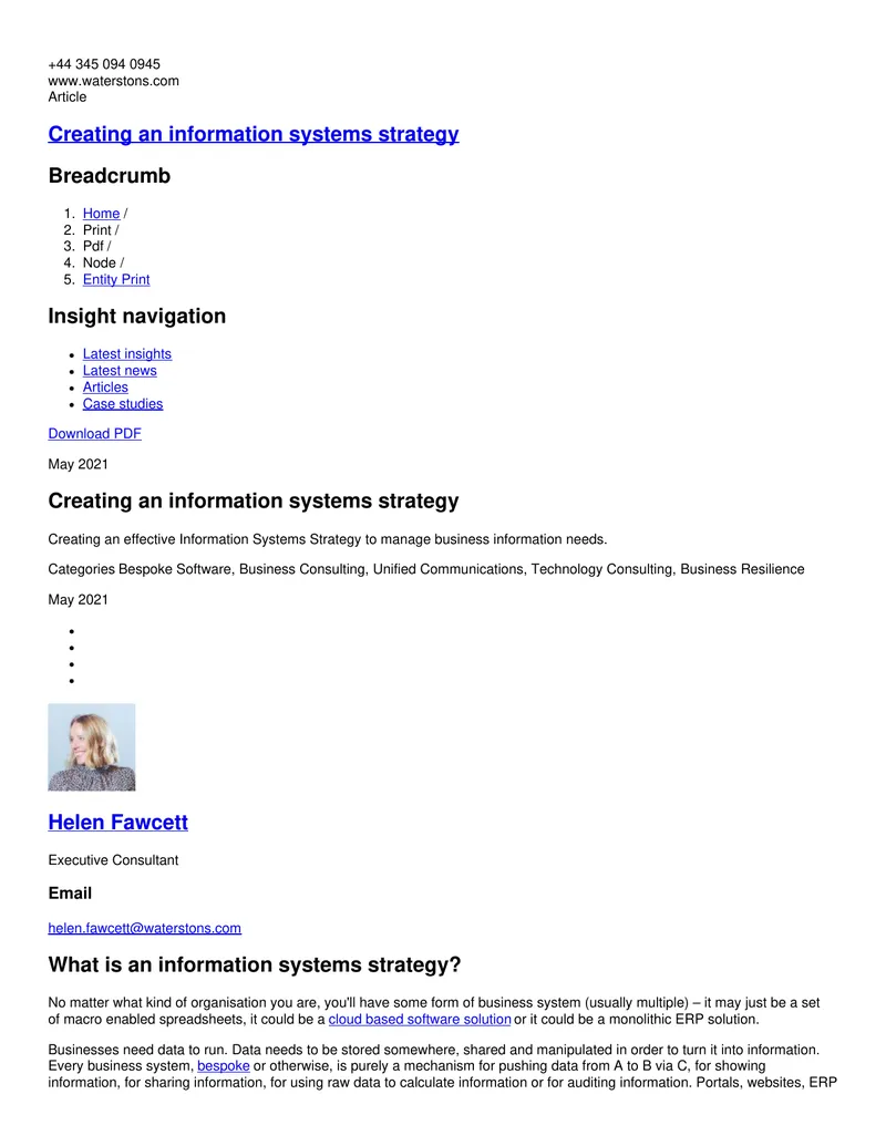 Creating an Information Systems Strategy