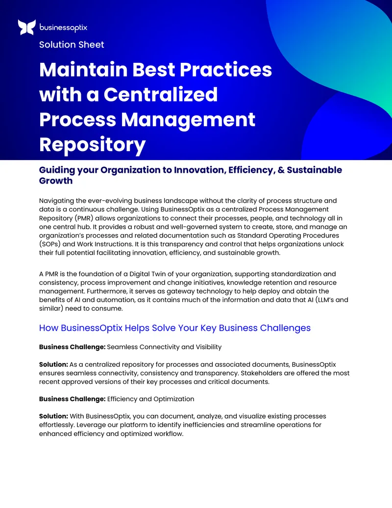 Centralized Process Management Repository Benefits