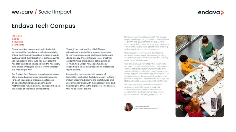 Endava Tech Campus Social Impact Initiatives