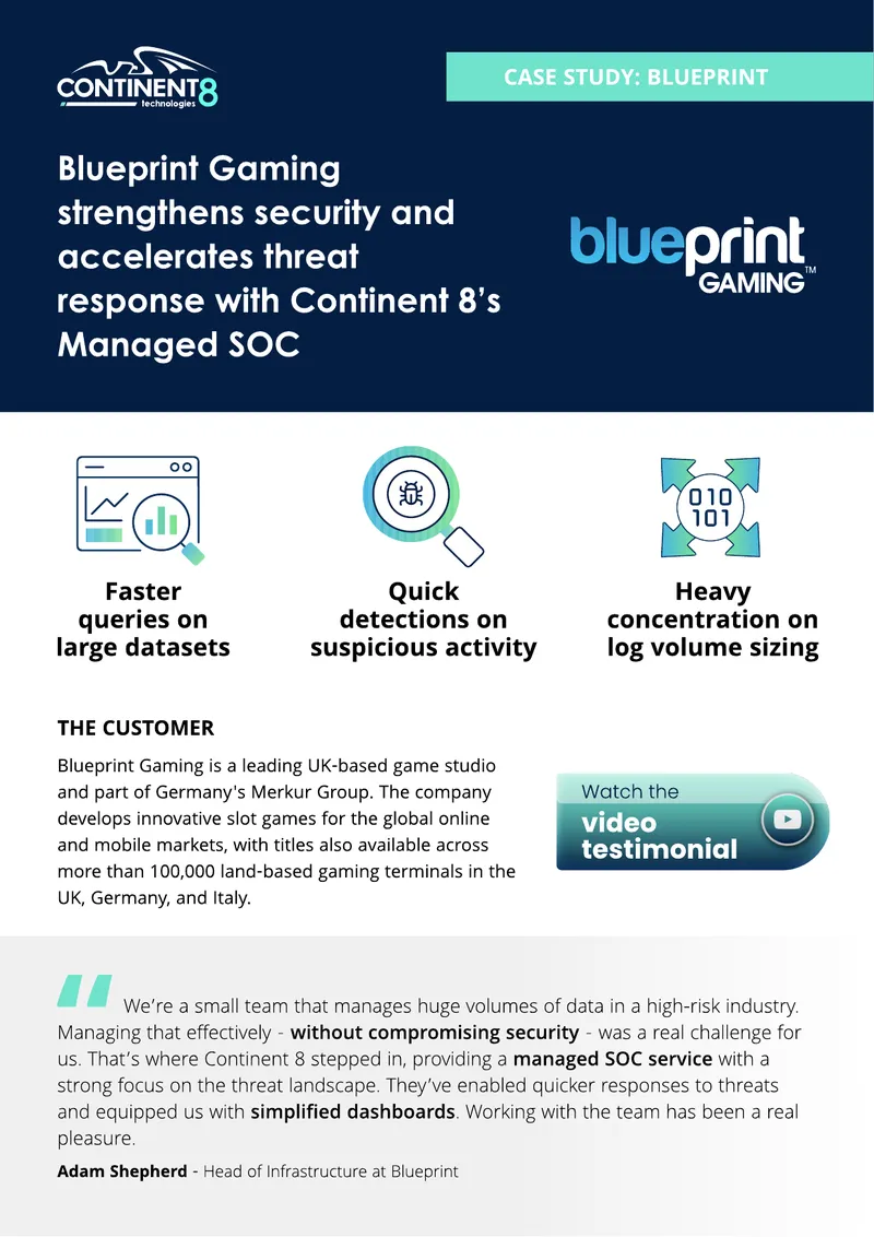 Blueprint Gaming Managed SOC Case Study