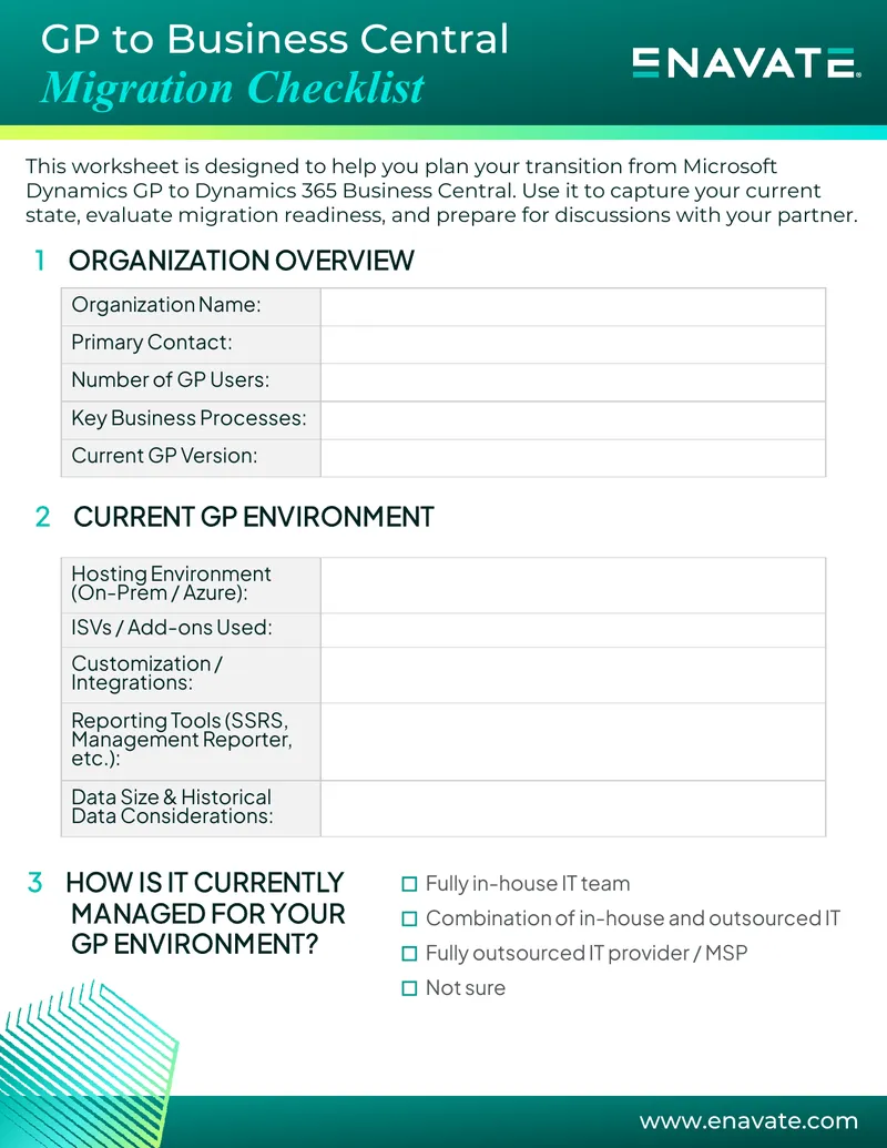 GP to Business Central Migration Checklist