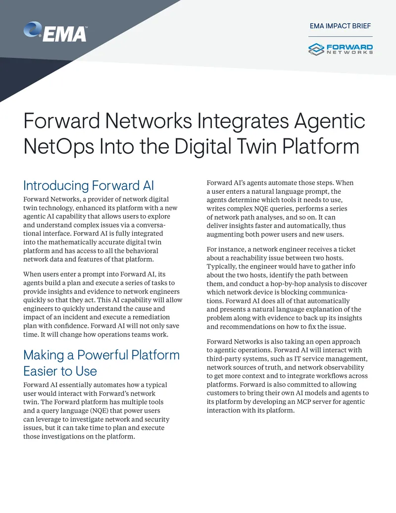 Forward Networks Enhances Digital Twin Platform with AI