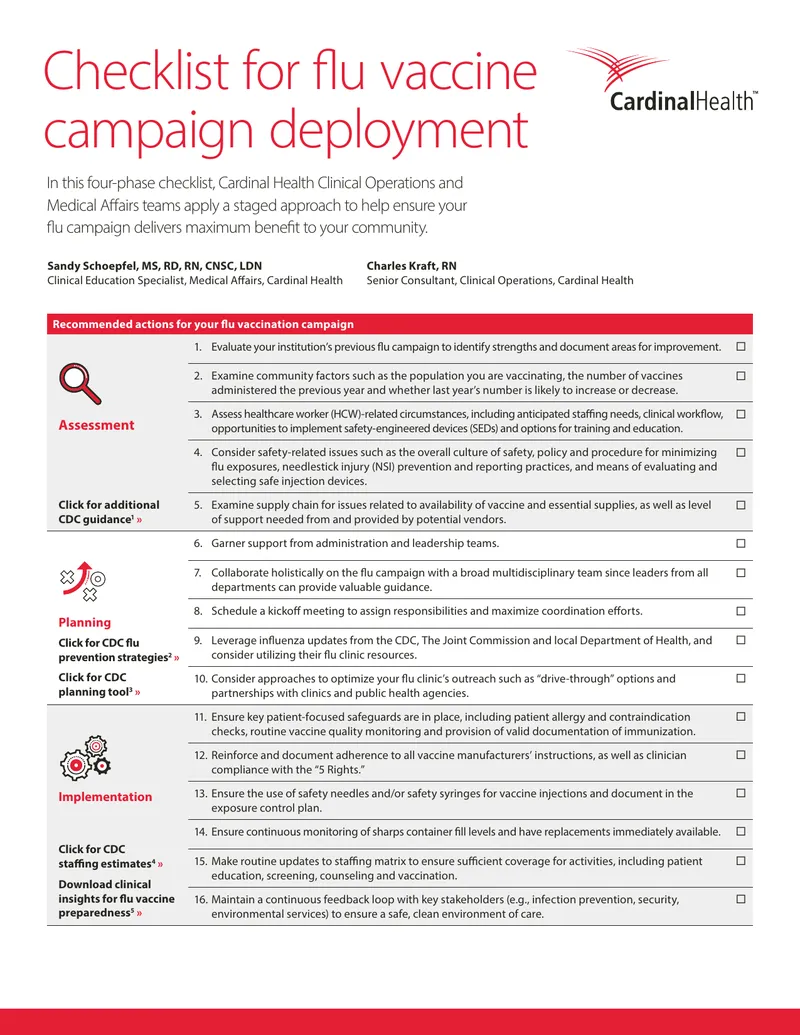 Checklist for Flu Vaccine Campaign Deployment