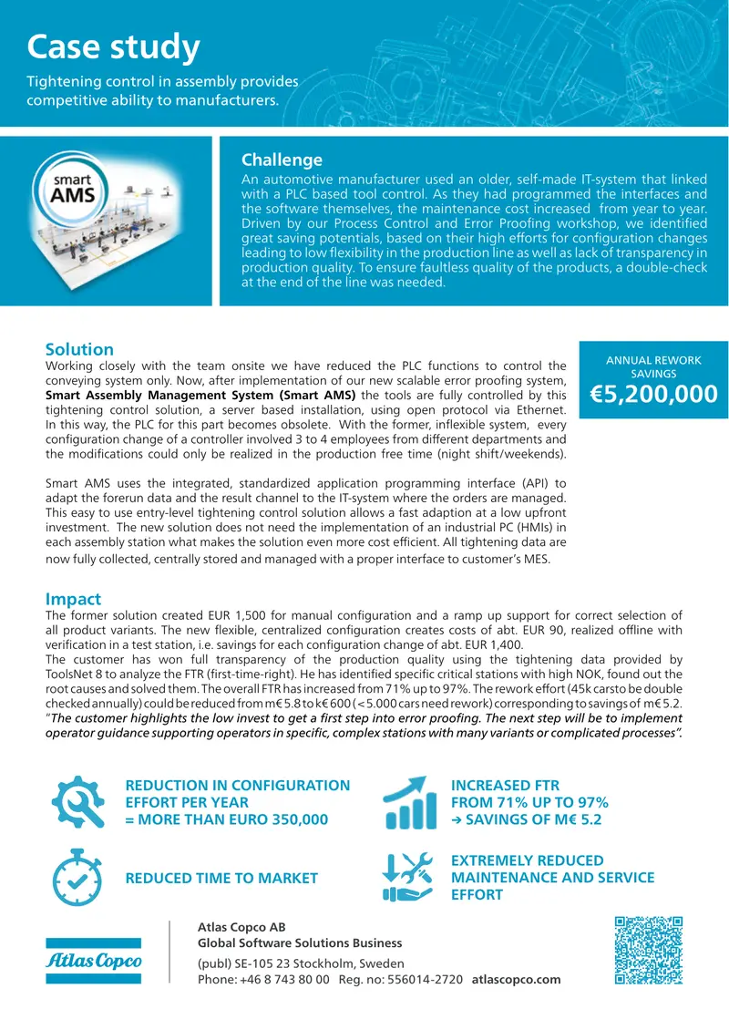 Tightening Control in Assembly Case Study