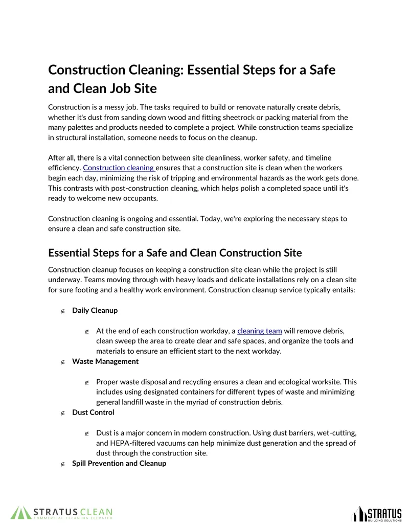 Construction Cleaning Essential Steps and Benefits