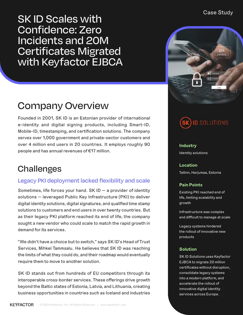 SK ID Solutions Migrates to Keyfactor EJBCA