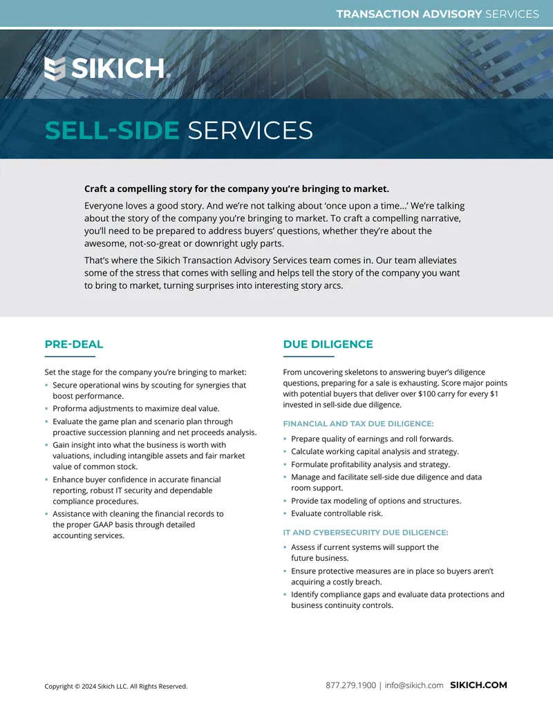 Sell-Side Services and Transaction Advisory Overview