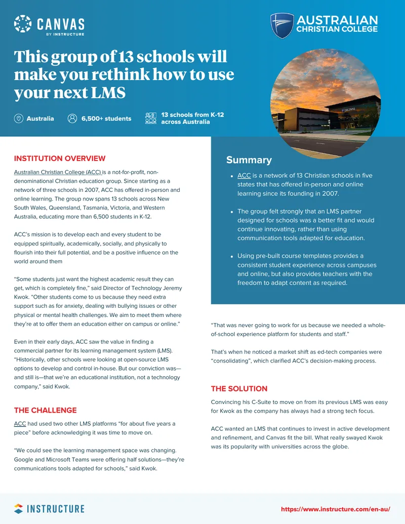 Australian Christian College Learning Management System Implementation