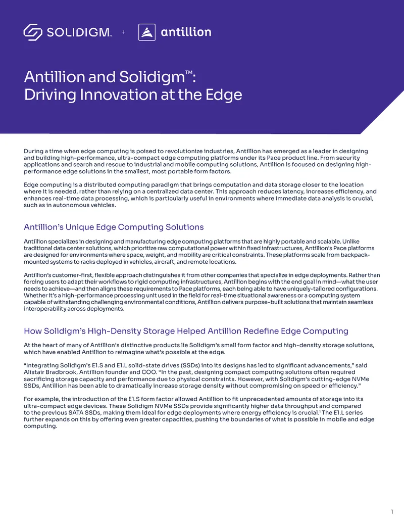 Antillion's Edge Computing Innovations with Solidigm