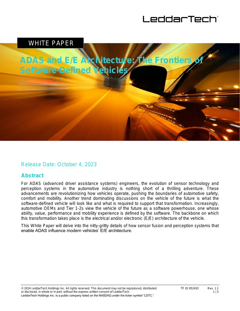 ADAS and E/E Architecture: The Frontiers of Software-Defined Vehicles