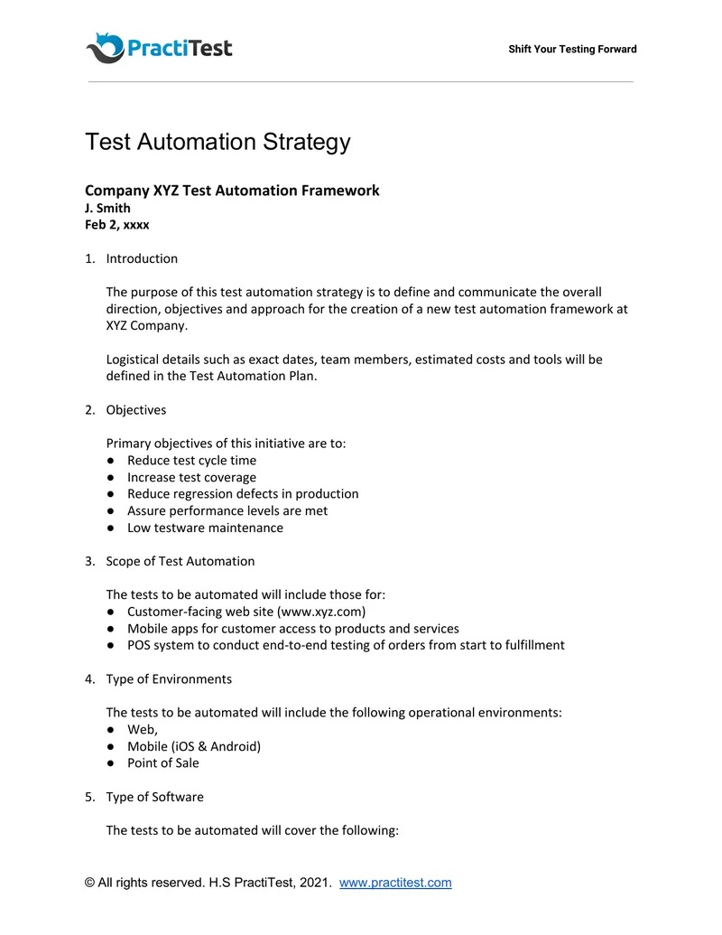 Test Automation Strategy for Company XYZ