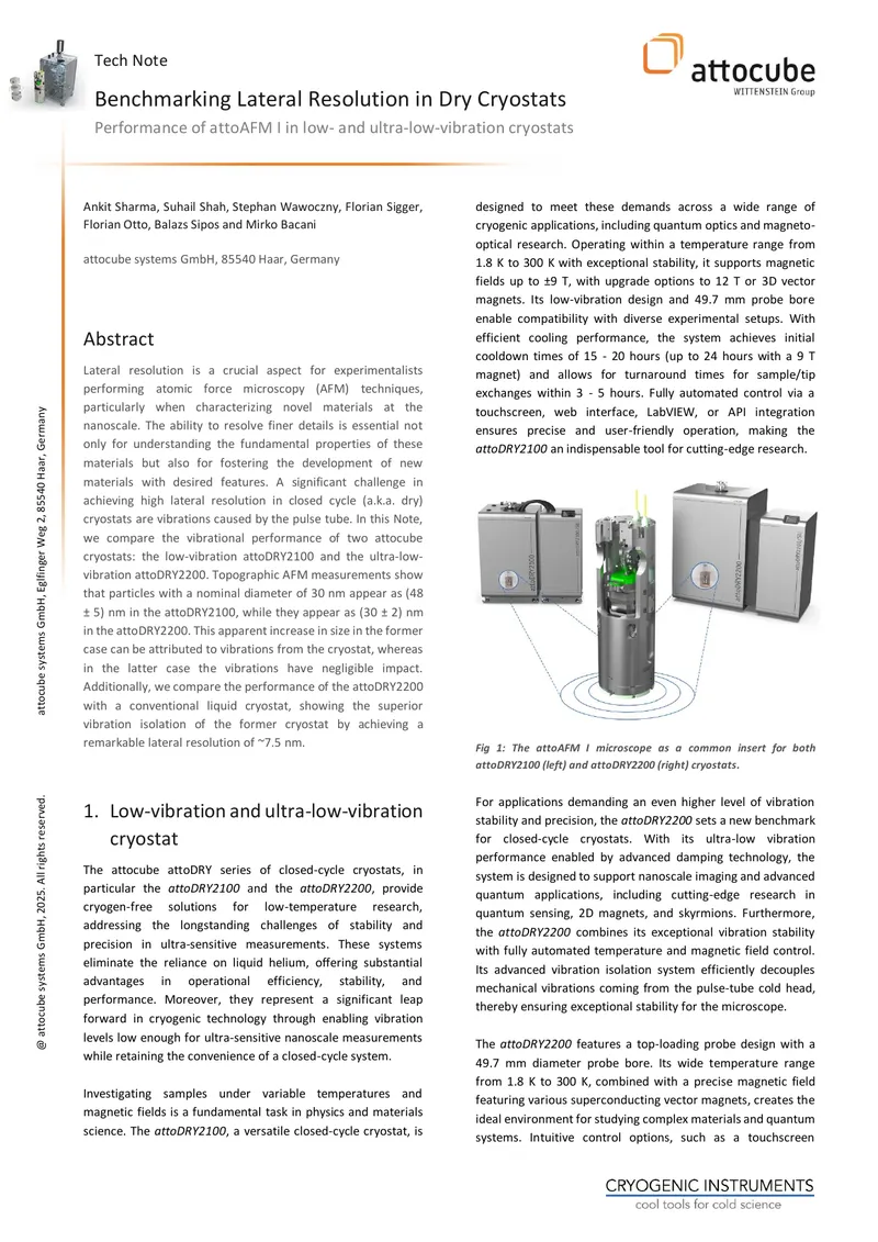 Benchmarking Lateral Resolution in Dry Cryostats