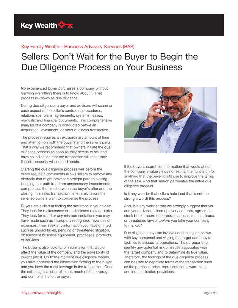 Business Advisory Services Due Diligence Process